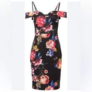 NWT PREMIER AMOUR OFF THE SHOULDER DRESS FLORAL SIZE 8 Fall floral